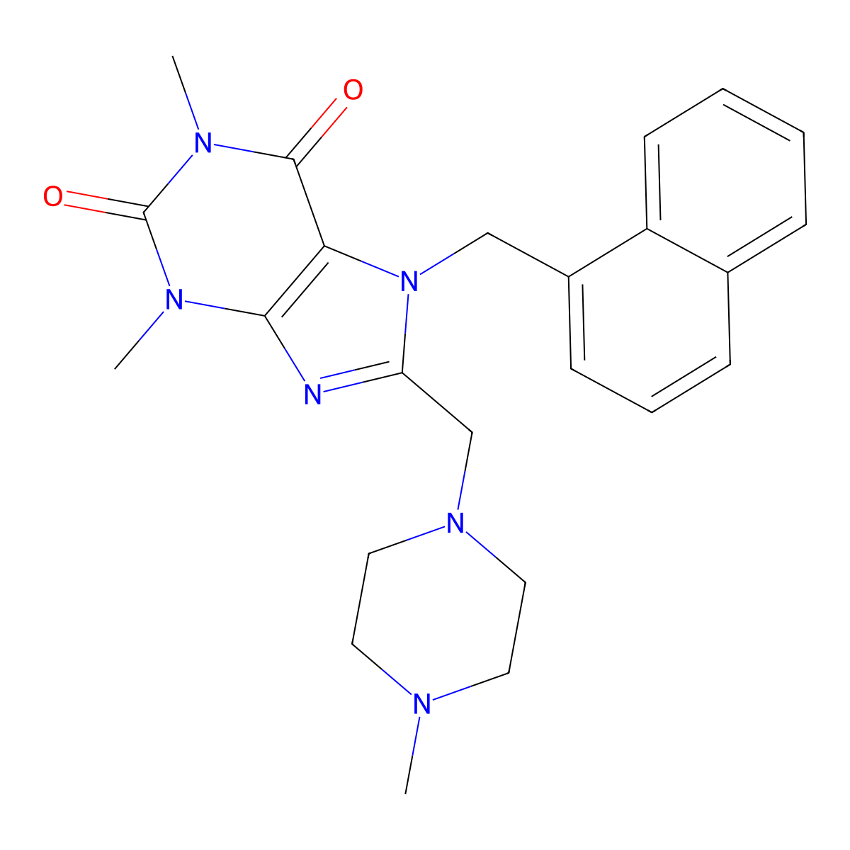 1,3-Dimethyl-8-[(4-methylpiperazin-1-yl)methyl]-7-(naphthalen-1-ylmethyl)purine-2,6-dione molecular structure, CAS 851939-85-0