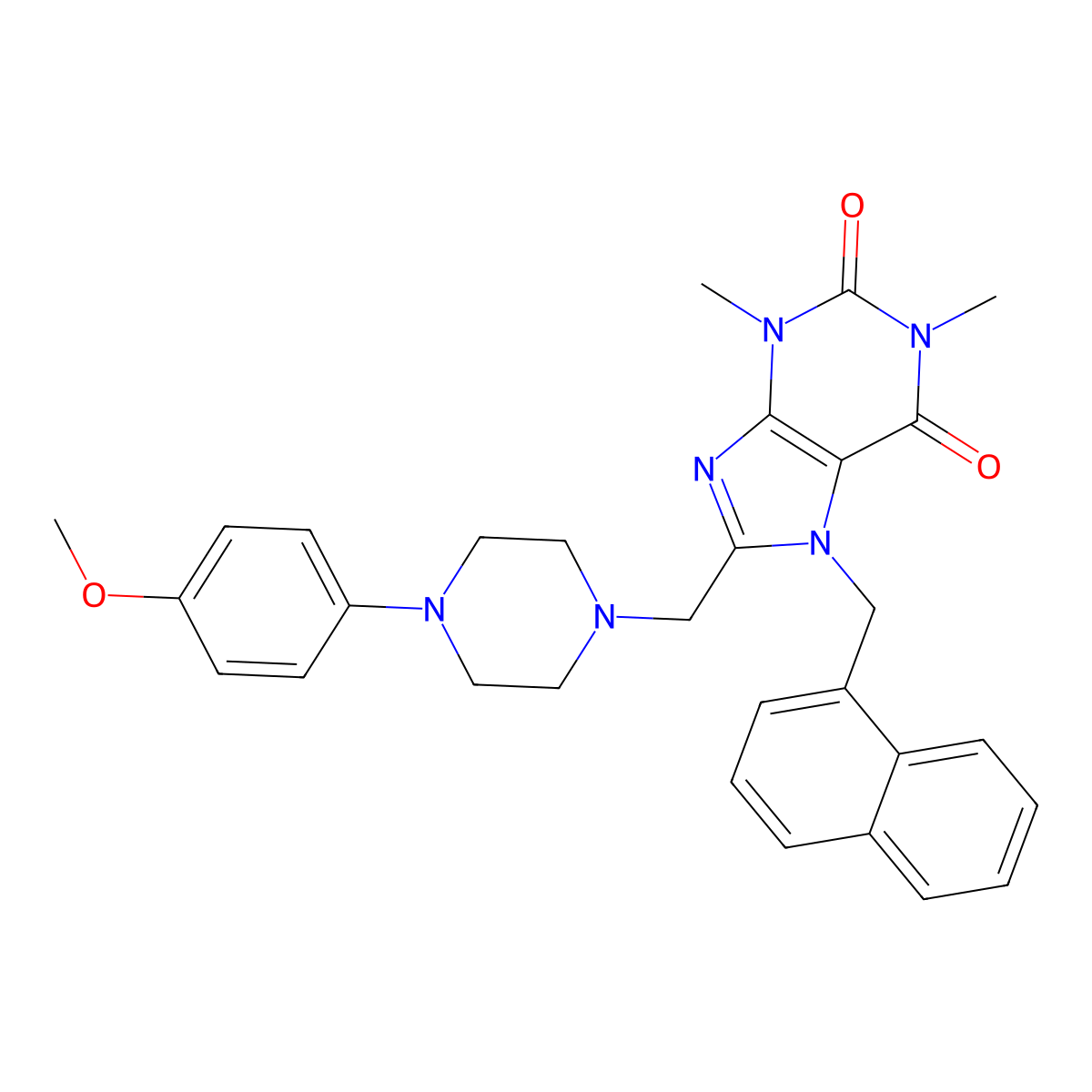 8-[[4-(4-Methoxyphenyl)piperazin-1-yl]methyl]-1,3-dimethyl-7-(naphthalen-1-ylmethyl)purine-2,6-dione molecular structure, CAS 851939-92-9