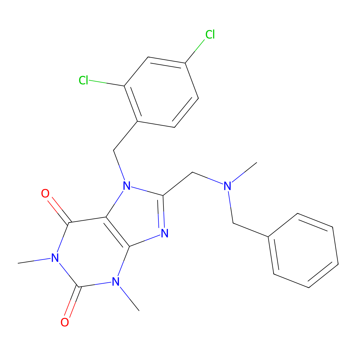 8-{[benzyl(methyl)amino]methyl}-7-[(2,4-dichlorophenyl)methyl]-1,3-dimethyl-2,3,6,7-tetrahydro-1H-purine-2,6-dione molecular structure, CAS 851940-15-3
