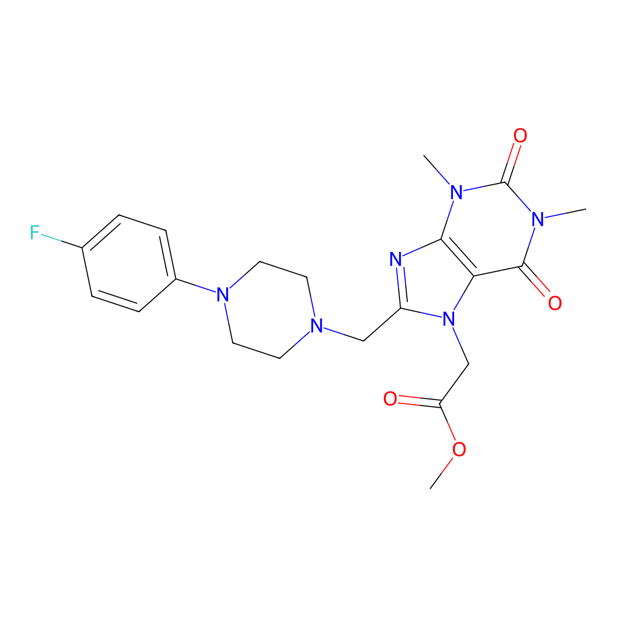 Methyl 2-[8-[[4-(4-fluorophenyl)piperazin-1-yl]methyl]-1,3-dimethyl-2,6-dioxopurin-7-yl]acetate molecular structure, CAS 851940-48-2