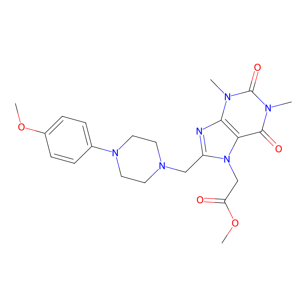 Methyl 2-[8-[[4-(4-methoxyphenyl)piperazin-1-yl]methyl]-1,3-dimethyl-2,6-dioxopurin-7-yl]acetate molecular structure, CAS 851940-49-3