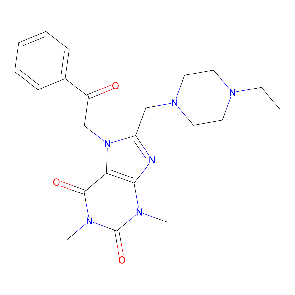8-((4-ethylpiperazin-1-yl)methyl)-1,3-dimethyl-7-(2-oxo-2-phenylethyl)-1H-purine-2,6(3H,7H)-dione molecular structure, CAS 851940-68-6