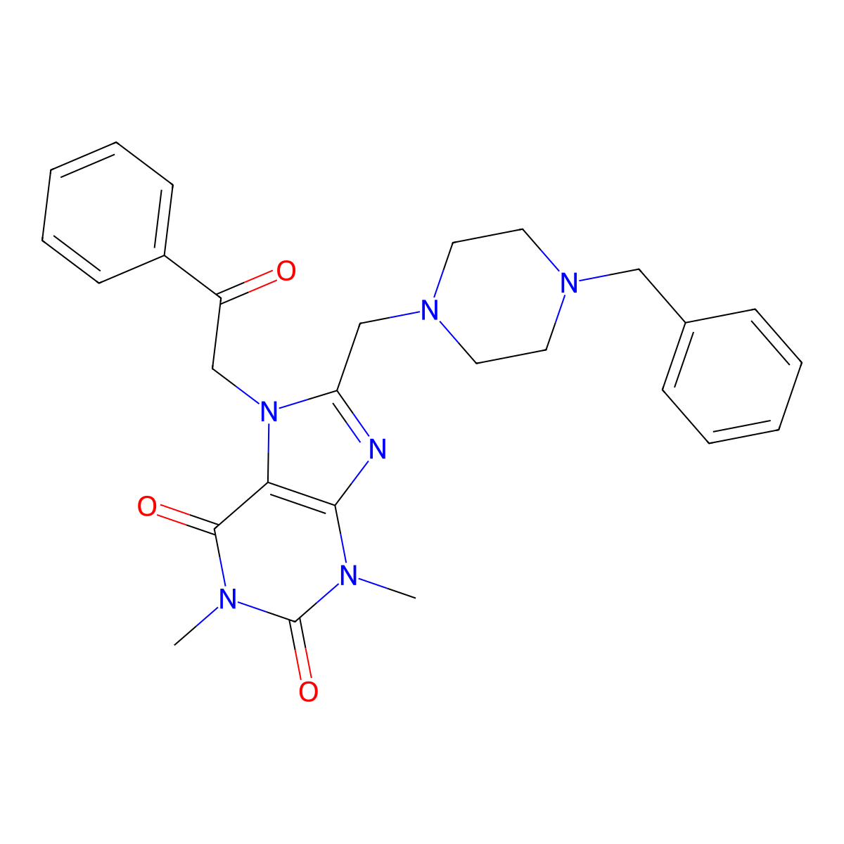 8-[(4-Benzylpiperazin-1-yl)methyl]-1,3-dimethyl-7-phenacylpurine-2,6-dione molecular structure, CAS 851940-70-0