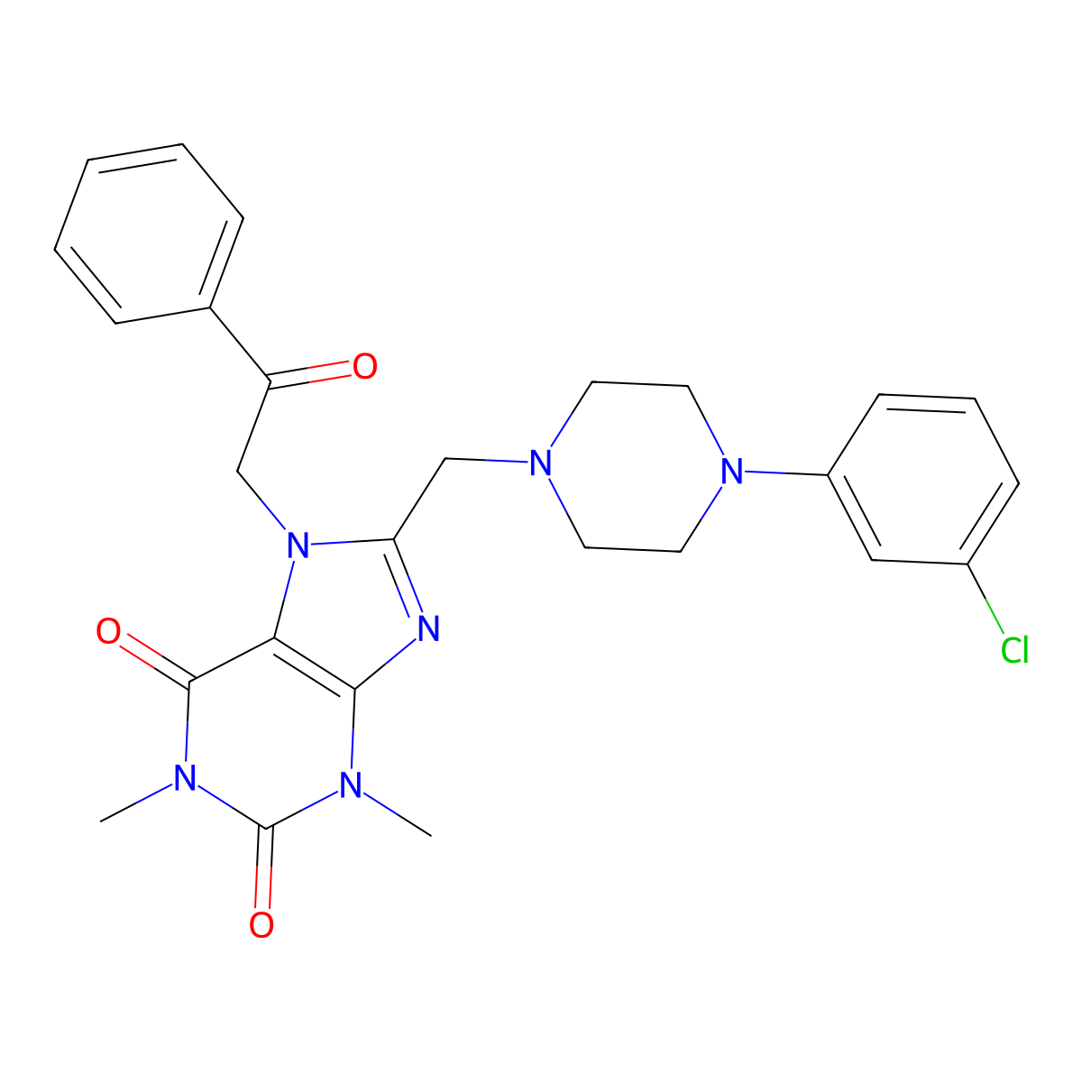 8-[[4-(3-Chlorophenyl)piperazin-1-yl]methyl]-1,3-dimethyl-7-phenacylpurine-2,6-dione molecular structure, CAS 851940-71-1