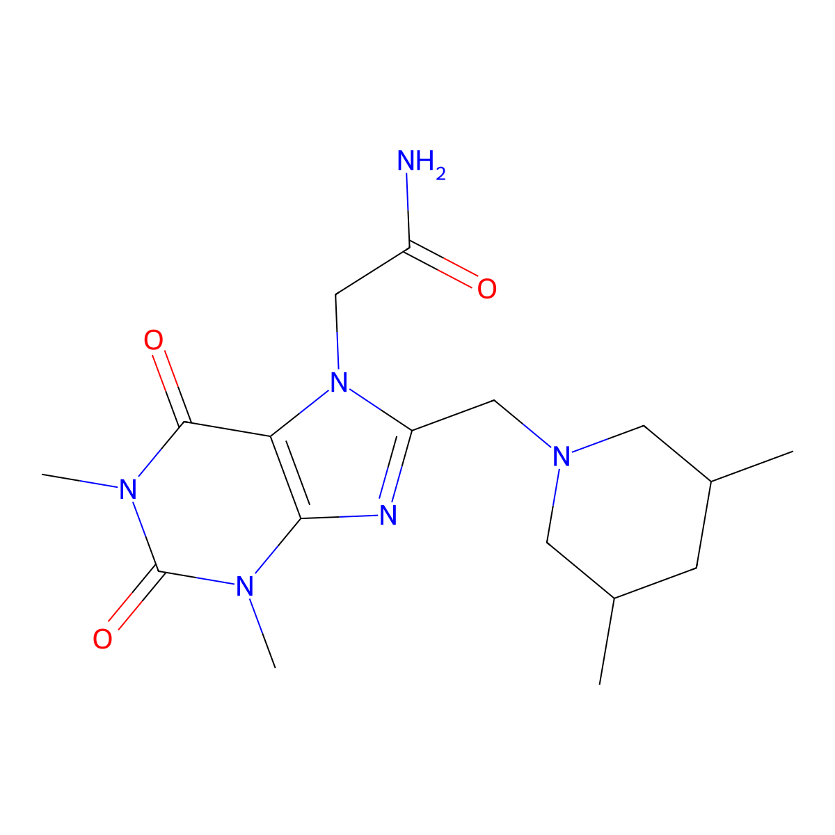 2-[8-[(3,5-Dimethylpiperidin-1-yl)methyl]-1,3-dimethyl-2,6-dioxopurin-7-yl]acetamide molecular structure, CAS 851940-81-3