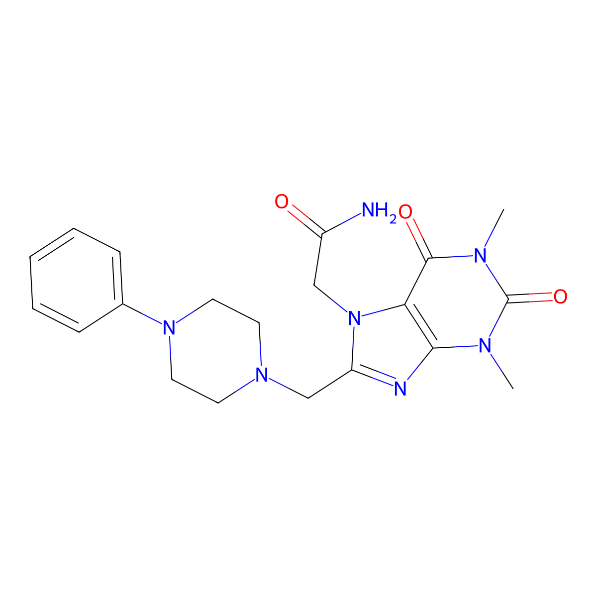2-[1,3-Dimethyl-2,6-dioxo-8-[(4-phenylpiperazin-1-yl)methyl]purin-7-yl]acetamide molecular structure, CAS 851940-84-6