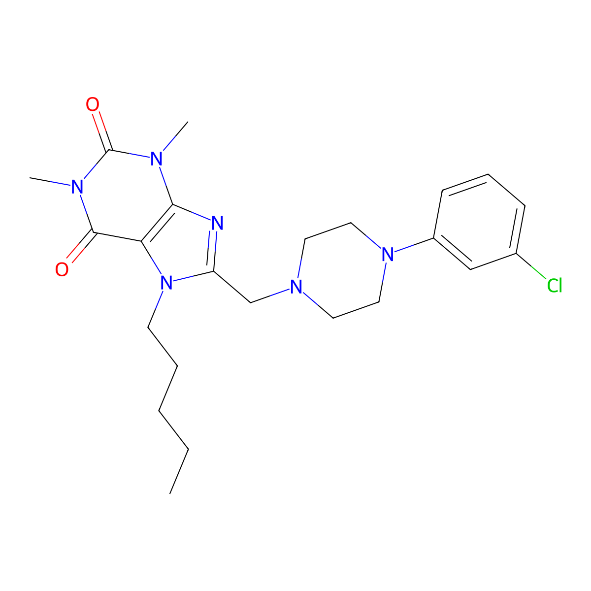 8-{[4-(3-chlorophenyl)piperazin-1-yl]methyl}-1,3-dimethyl-7-pentyl-3,7-dihydro-1H-purine-2,6-dione molecular structure, CAS 851941-04-3