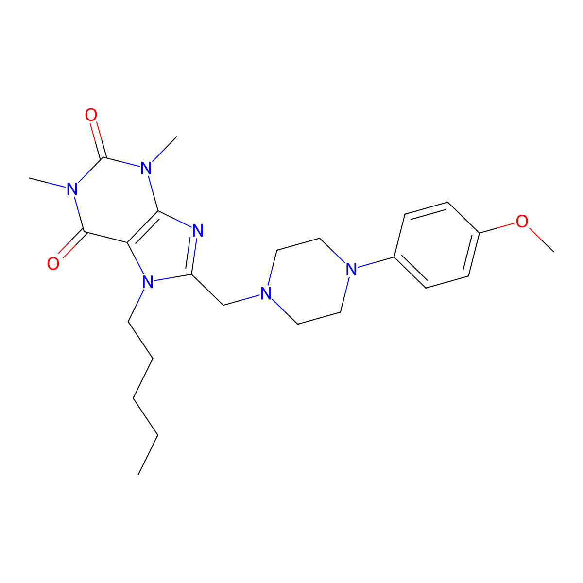 8-[[4-(4-Methoxyphenyl)piperazin-1-yl]methyl]-1,3-dimethyl-7-pentylpurine-2,6-dione molecular structure, CAS 851941-07-6