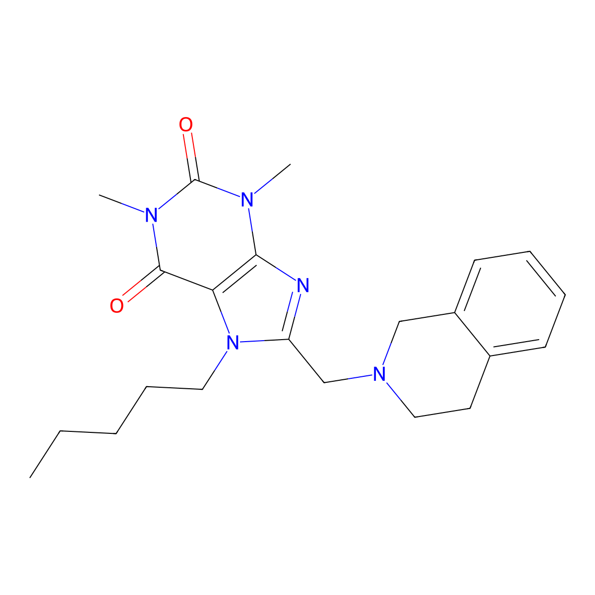 8-(3,4-dihydro-1H-isoquinolin-2-ylmethyl)-1,3-dimethyl-7-pentylpurine-2,6-dione molecular structure, CAS 851941-10-1