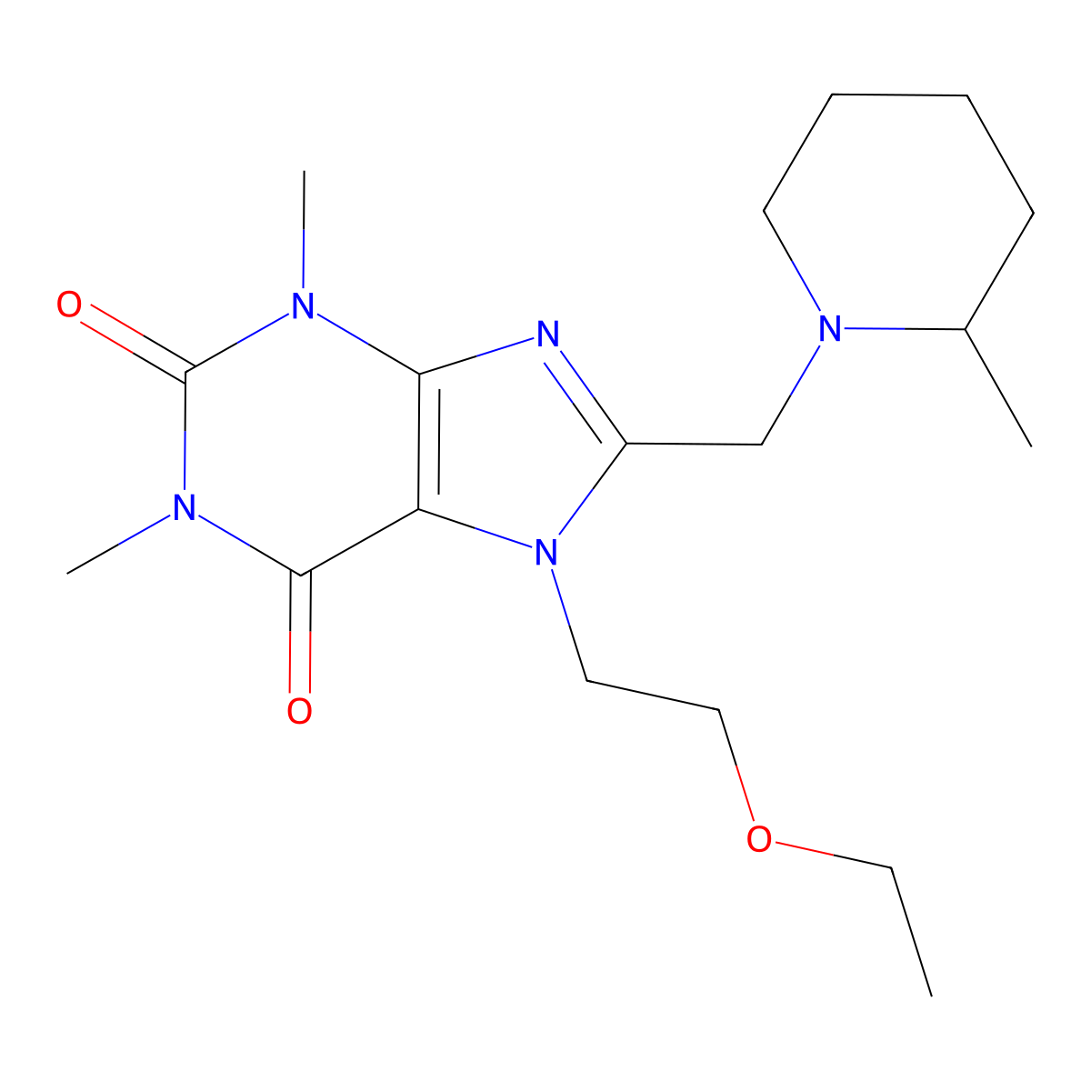 7-(2-Ethoxyethyl)-1,3-dimethyl-8-[(2-methylpiperidin-1-yl)methyl]purine-2,6-dione molecular structure, CAS 851941-23-6