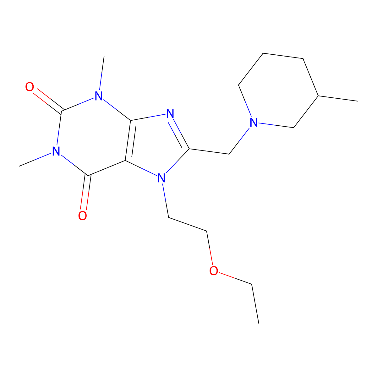 7-(2-Ethoxyethyl)-1,3-dimethyl-8-[(3-methylpiperidin-1-yl)methyl]purine-2,6-dione molecular structure, CAS 851941-24-7