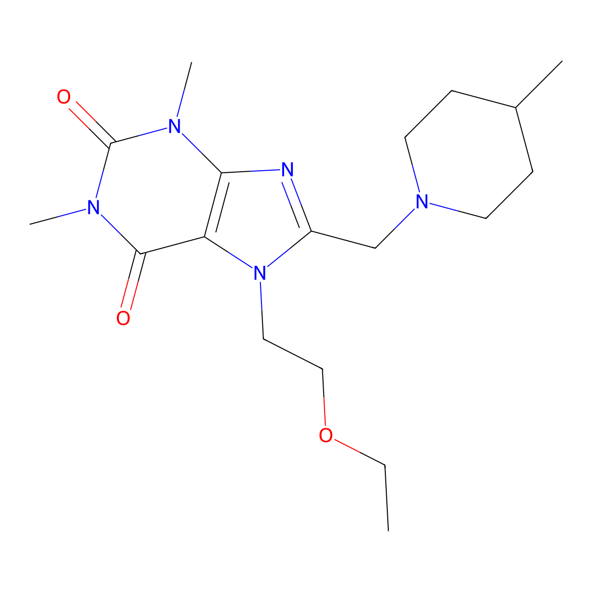 7-(2-Ethoxyethyl)-1,3-dimethyl-8-[(4-methylpiperidin-1-yl)methyl]purine-2,6-dione molecular structure, CAS 851941-25-8