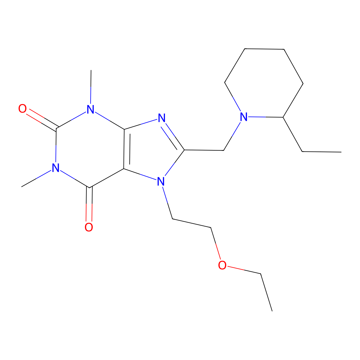 7-(2-Ethoxyethyl)-8-[(2-ethylpiperidin-1-yl)methyl]-1,3-dimethylpurine-2,6-dione molecular structure, CAS 851941-26-9