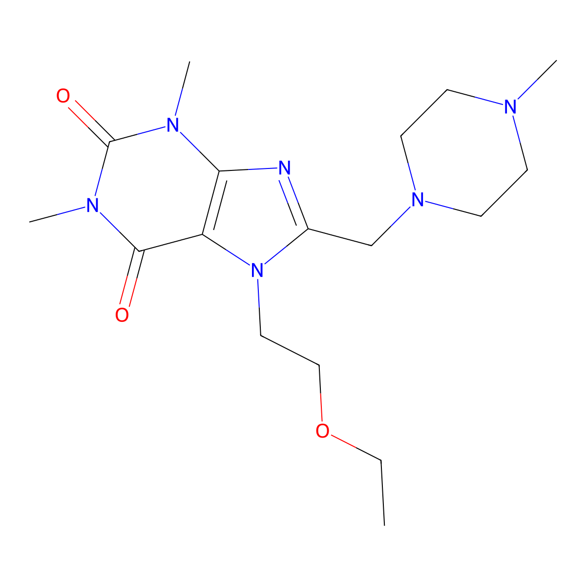 7-(2-ethoxyethyl)-1,3-dimethyl-8-((4-methylpiperazin-1-yl)methyl)-1H-purine-2,6(3H,7H)-dione molecular structure, CAS 851941-29-2