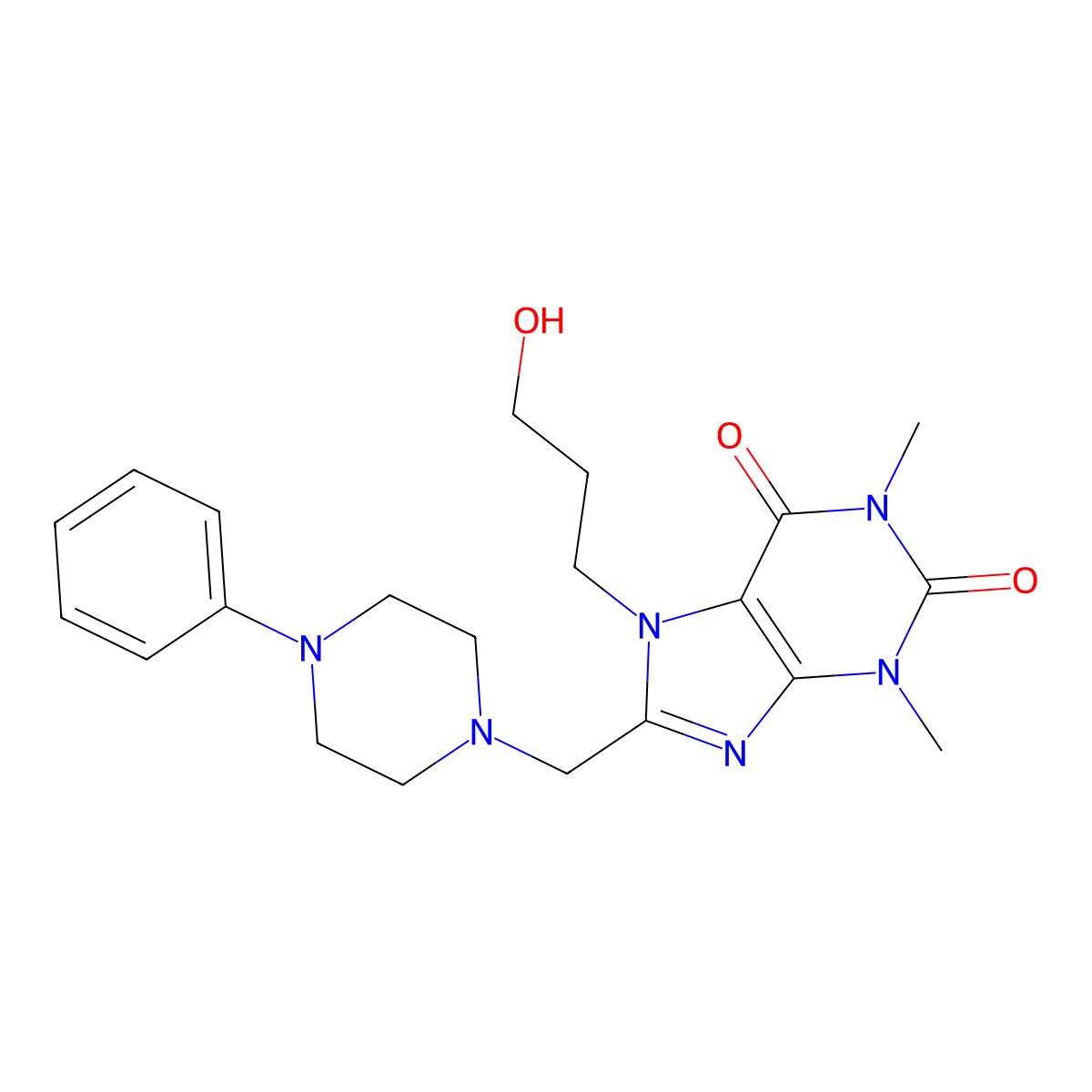 7-(3-Hydroxypropyl)-1,3-dimethyl-8-[(4-phenylpiperazin-1-yl)methyl]purine-2,6-dione molecular structure, CAS 851941-47-4