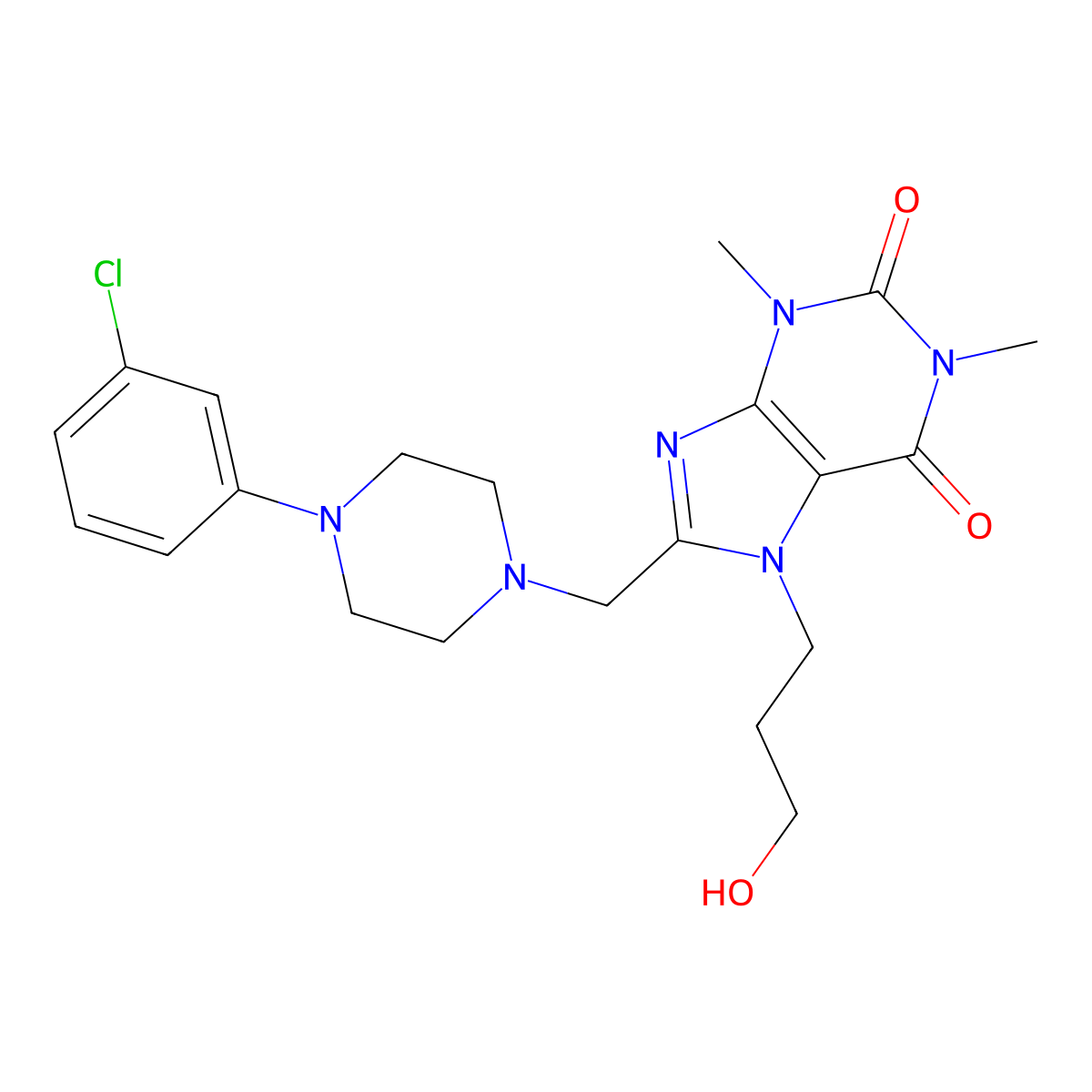 8-{[4-(3-chlorophenyl)piperazin-1-yl]methyl}-7-(3-hydroxypropyl)-1,3-dimethyl-3,7-dihydro-1H-purine-2,6-dione molecular structure, CAS 851941-51-0