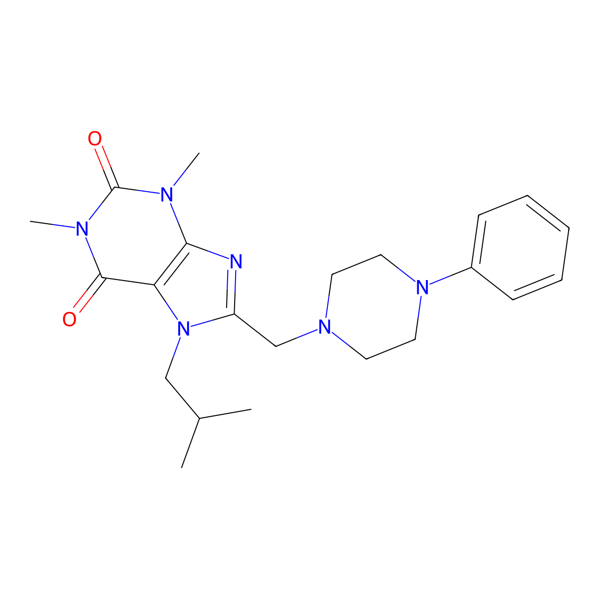 1,3-Dimethyl-7-(2-methylpropyl)-8-[(4-phenylpiperazin-1-yl)methyl]purine-2,6-dione molecular structure, CAS 851941-66-7