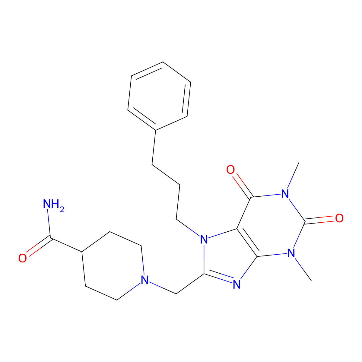 1-{[1,3-dimethyl-2,6-dioxo-7-(3-phenylpropyl)-2,3,6,7-tetrahydro-1H-purin-8-yl]methyl}piperidine-4-carboxamide molecular structure, CAS 851942-37-5