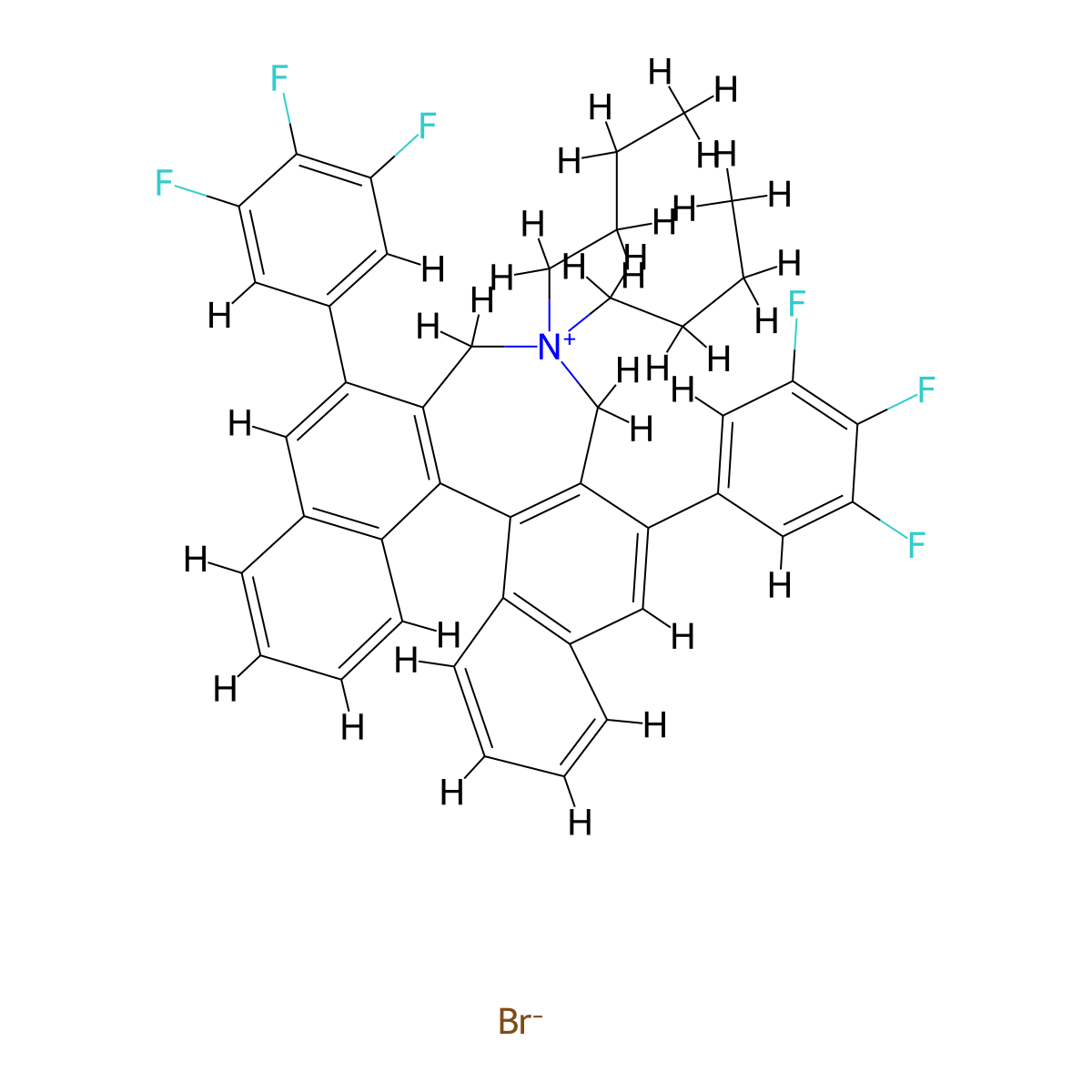 13,13-Dibutyl-10,16-bis(3,4,5-trifluorophenyl)-13-azoniapentacyclo[13.8.0.02,11.03,8.018,23]tricosa-1(15),2(11),3,5,7,9,16,18,20,22-decaene;bromide molecular structure, CAS 851942-89-7