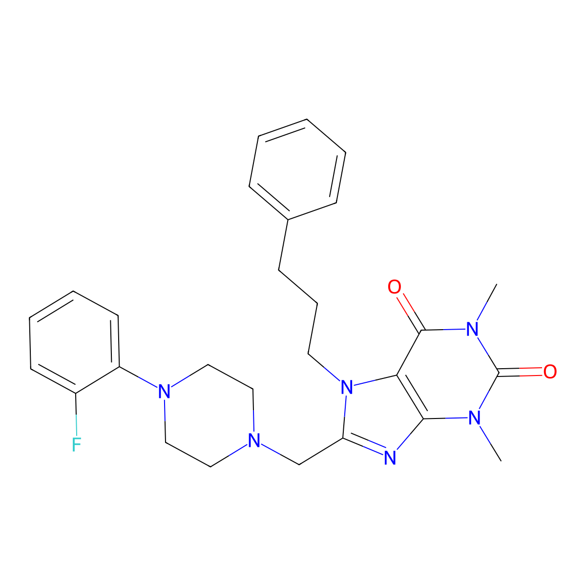 8-[[4-(2-Fluorophenyl)piperazin-1-yl]methyl]-1,3-dimethyl-7-(3-phenylpropyl)purine-2,6-dione molecular structure, CAS 851943-18-5