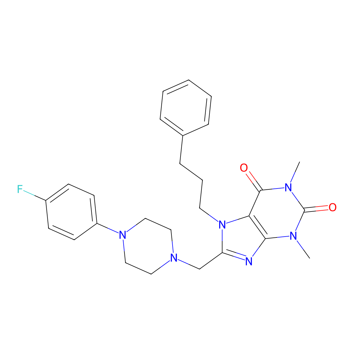8-{[4-(4-fluorophenyl)piperazin-1-yl]methyl}-1,3-dimethyl-7-(3-phenylpropyl)-2,3,6,7-tetrahydro-1H-purine-2,6-dione molecular structure, CAS 851943-19-6