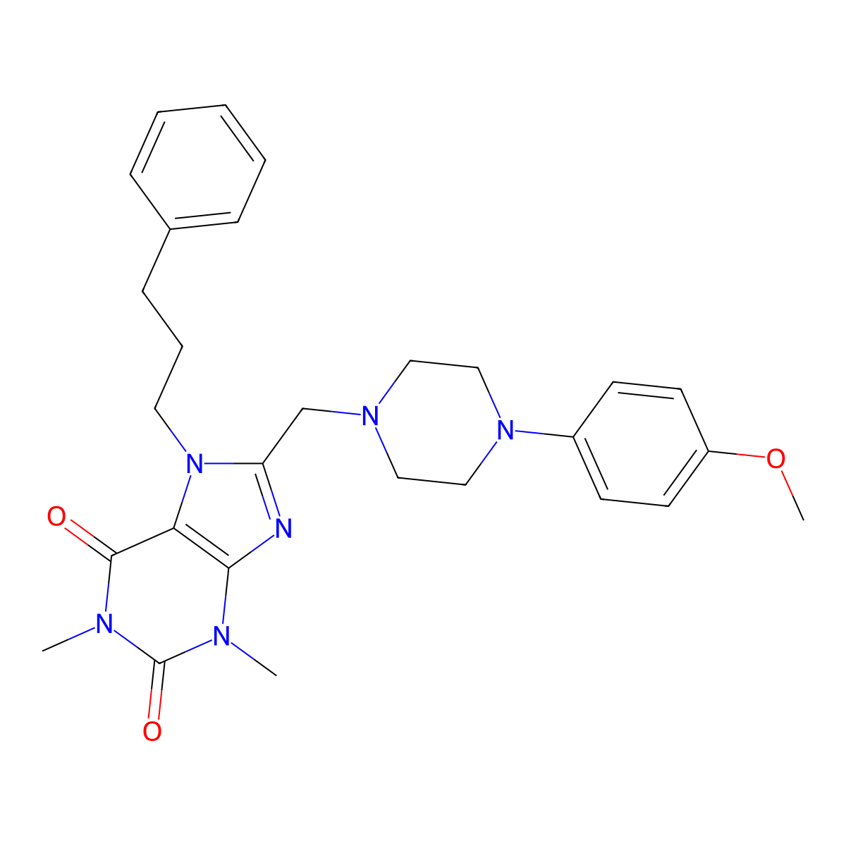 8-[[4-(4-Methoxyphenyl)piperazin-1-yl]methyl]-1,3-dimethyl-7-(3-phenylpropyl)purine-2,6-dione molecular structure, CAS 851943-20-9