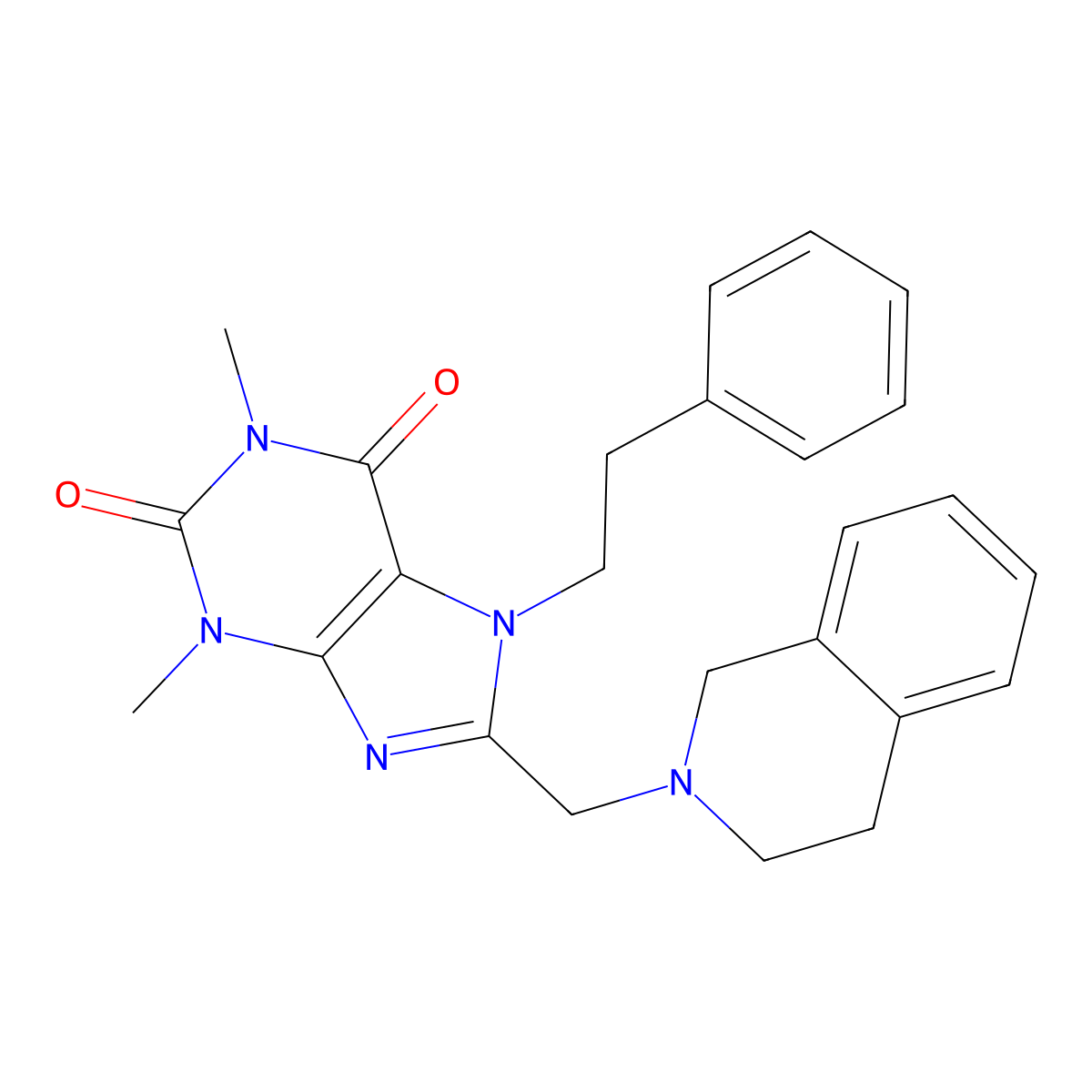 8-(3,4-dihydroisoquinolin-2(1H)-ylmethyl)-1,3-dimethyl-7-(2-phenylethyl)-3,7-dihydro-1H-purine-2,6-dione molecular structure, CAS 851943-41-4
