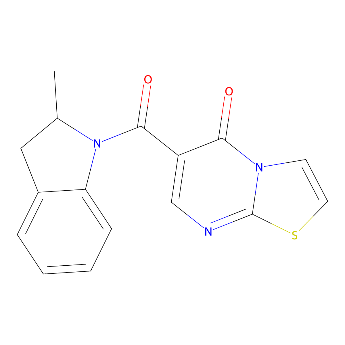 6-(2-methyl-2,3-dihydro-1H-indole-1-carbonyl)-5H-[1,3]thiazolo[3,2-a]pyrimidin-5-one molecular structure, CAS 851943-76-5