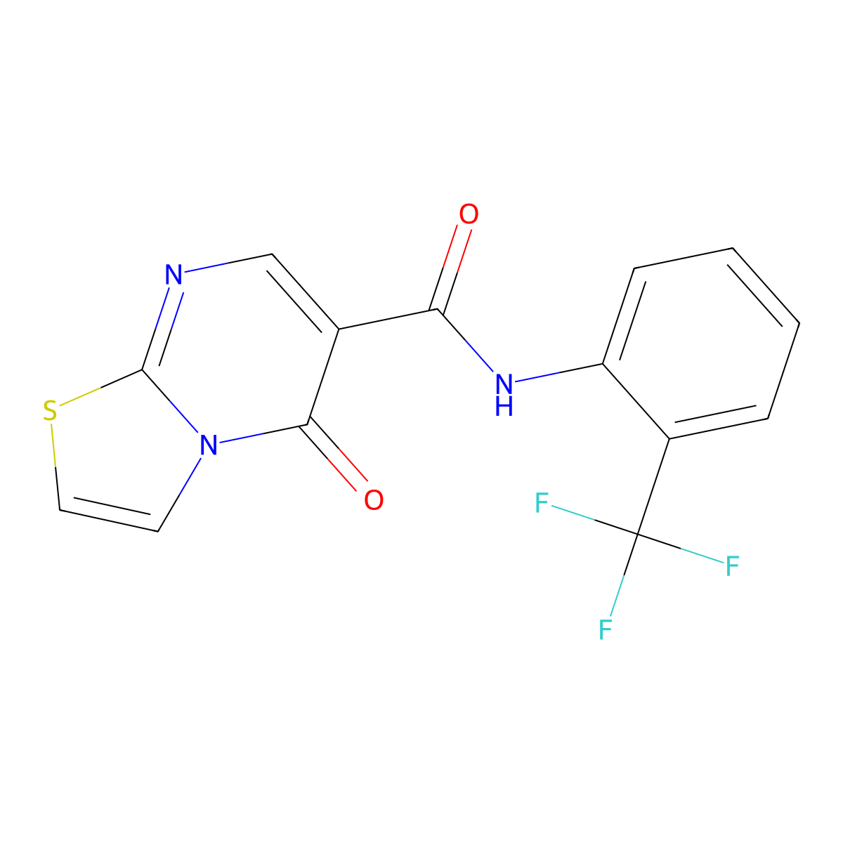 5-oxo-N-[2-(trifluoromethyl)phenyl]-5H-[1,3]thiazolo[3,2-a]pyrimidine-6-carboxamide molecular structure, CAS 851943-95-8