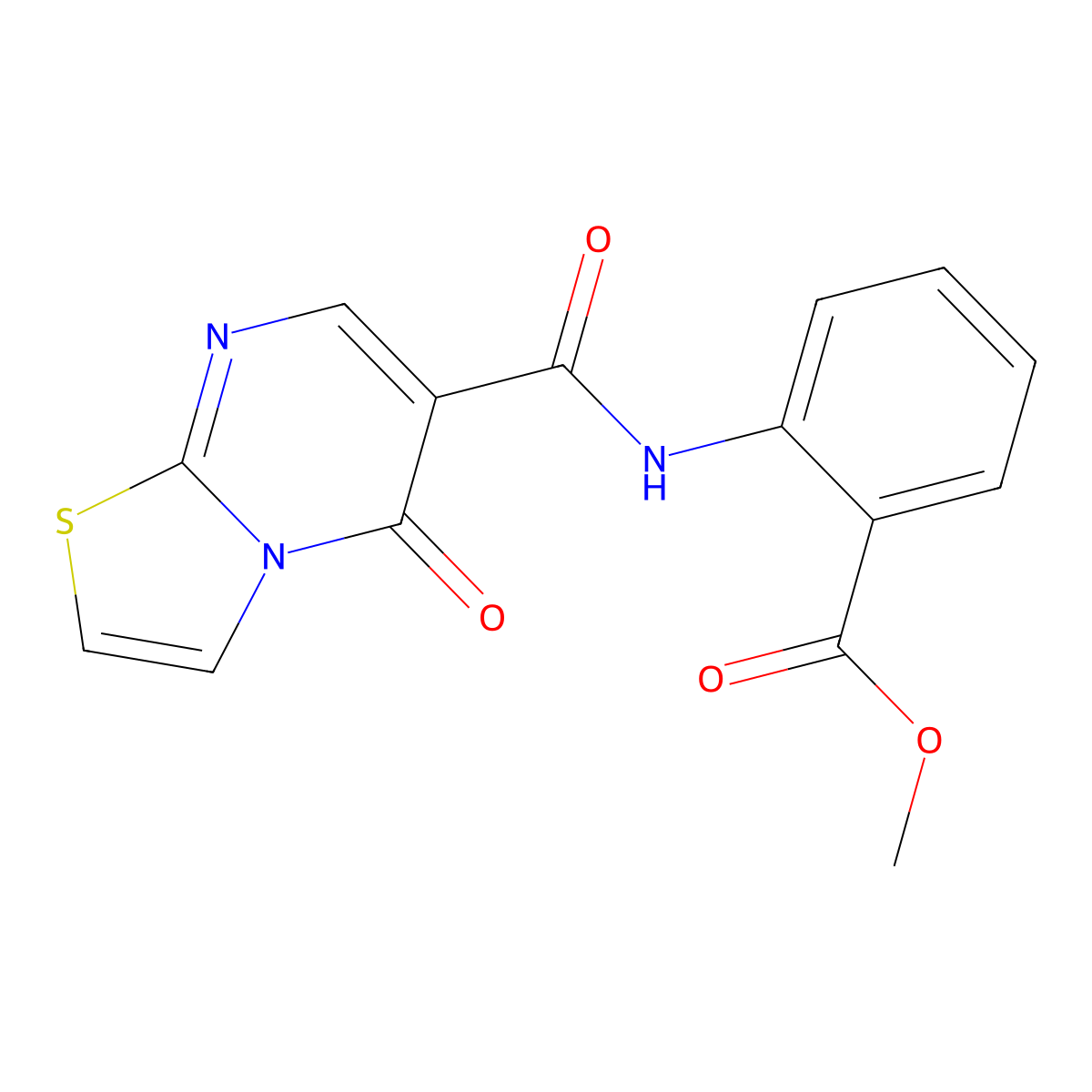 methyl 2-(5-oxo-5H-thiazolo[3,2-a]pyrimidine-6-carboxamido)benzoate molecular structure, CAS 851944-12-2
