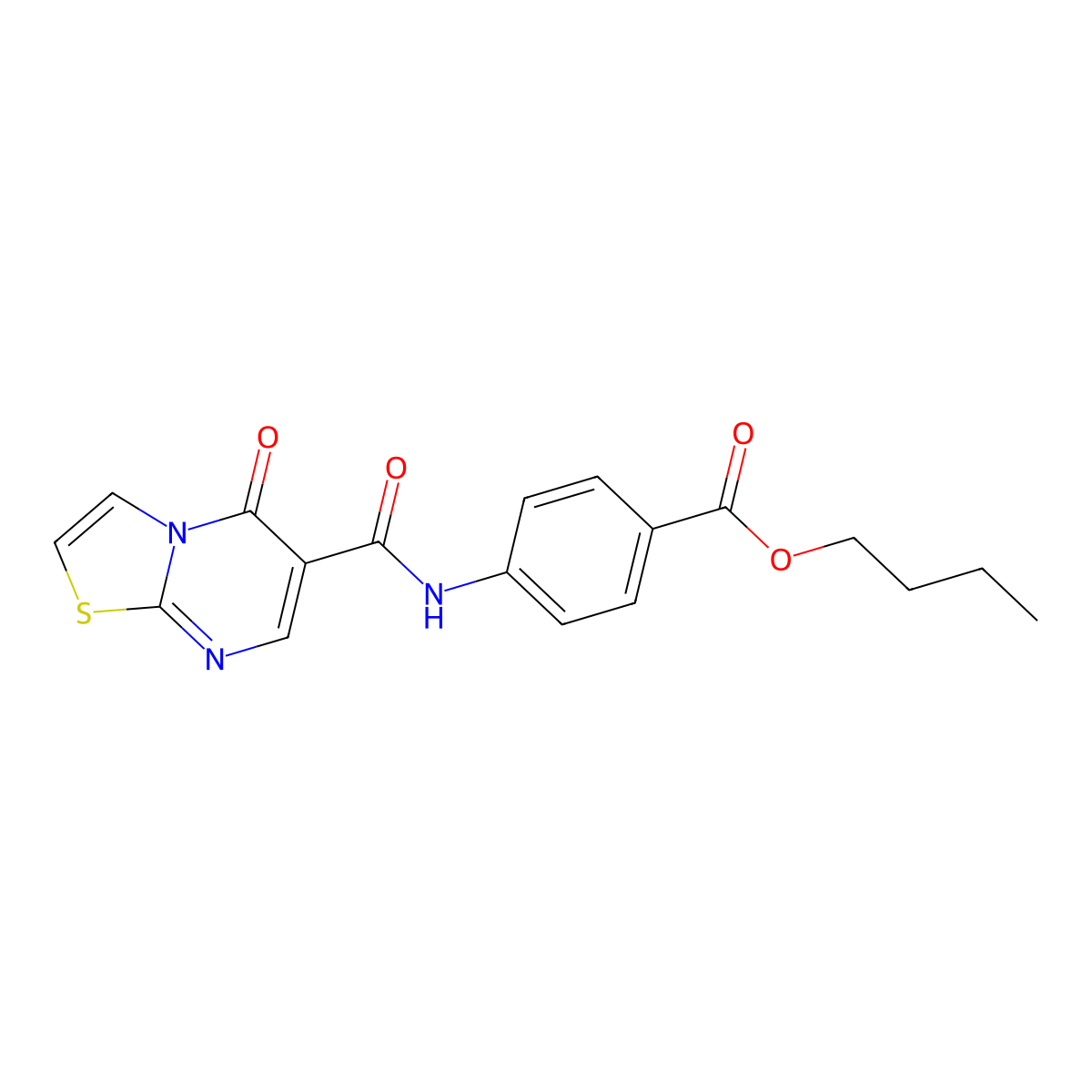 butyl 4-(5-oxo-5H-thiazolo[3,2-a]pyrimidine-6-carboxamido)benzoate molecular structure, CAS 851944-13-3
