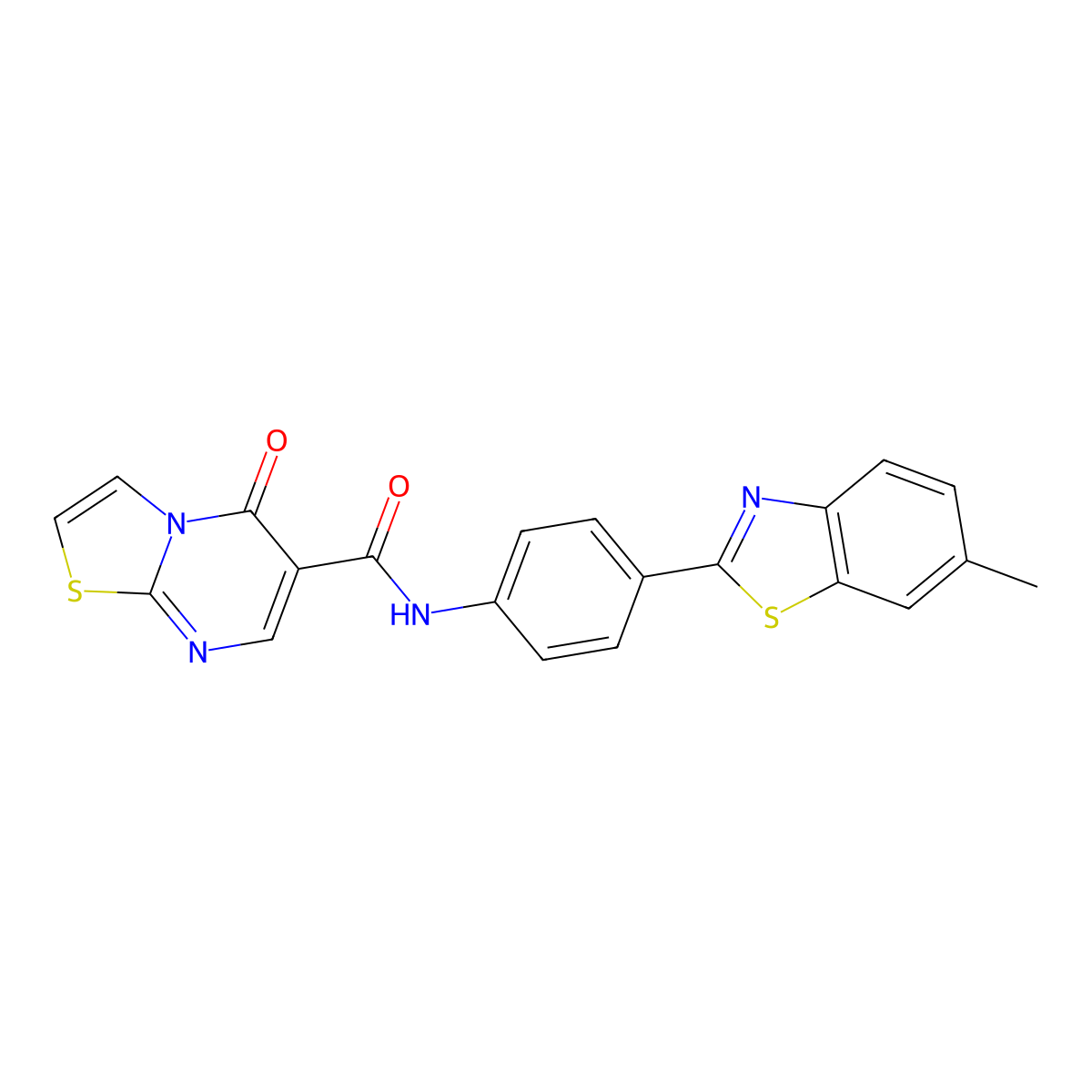 N-(4-(6-methylbenzo[d]thiazol-2-yl)phenyl)-5-oxo-5H-thiazolo[3,2-a]pyrimidine-6-carboxamide molecular structure, CAS 851944-20-2