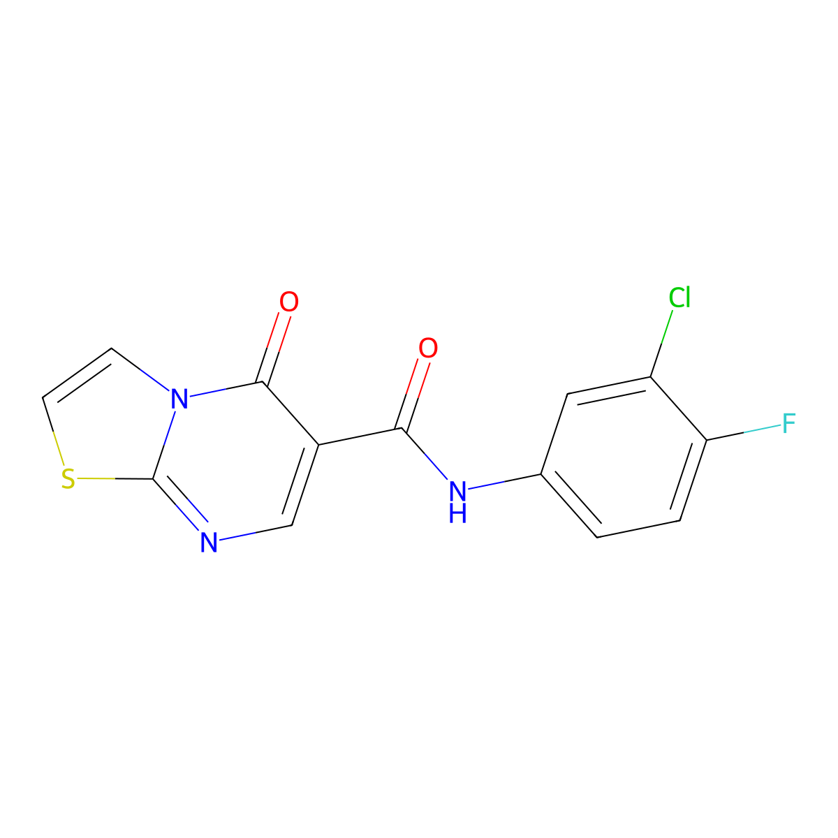 N-(3-chloro-4-fluorophenyl)-5-oxo-5H-[1,3]thiazolo[3,2-a]pyrimidine-6-carboxamide molecular structure, CAS 851944-30-4
