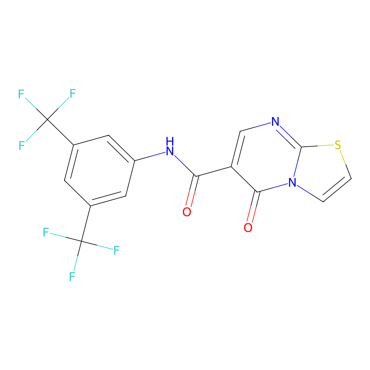 N-[3,5-bis(trifluoromethyl)phenyl]-5-oxo-5H-[1,3]thiazolo[3,2-a]pyrimidine-6-carboxamide molecular structure, CAS 851944-42-8