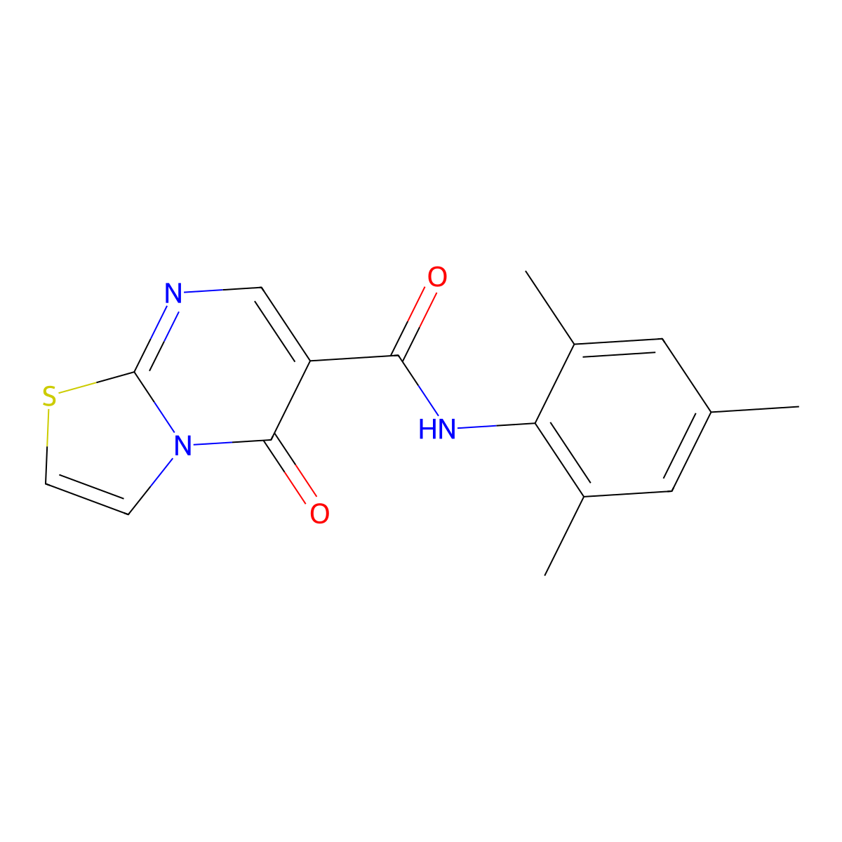 N-mesityl-5-oxo-5H-thiazolo[3,2-a]pyrimidine-6-carboxamide molecular structure, CAS 851944-56-4