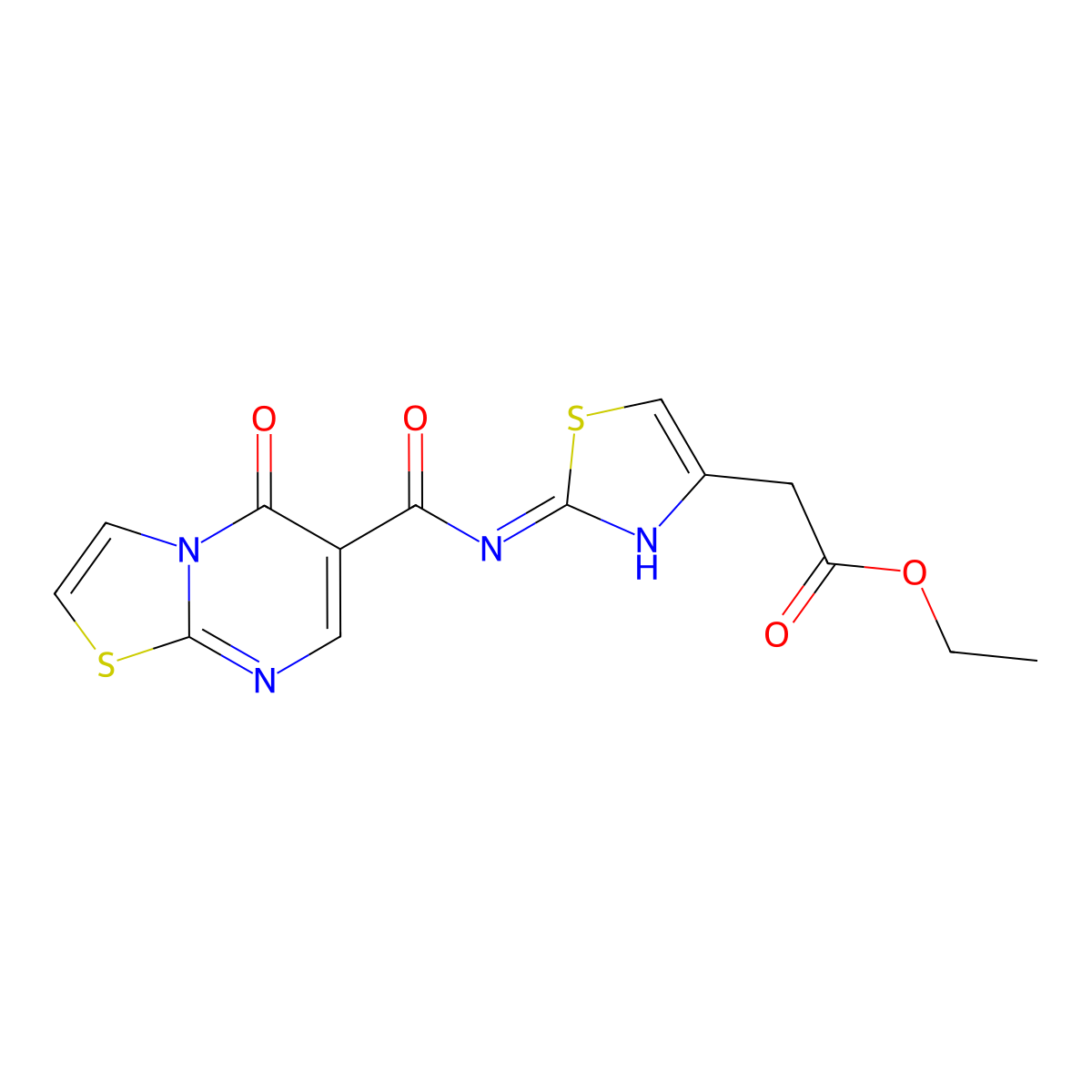ethyl 2-(2-(5-oxo-5H-thiazolo[3,2-a]pyrimidine-6-carboxamido)thiazol-4-yl)acetate molecular structure, CAS 851944-62-2