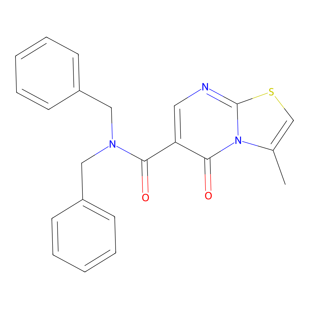 N,N-dibenzyl-3-methyl-5-oxo-5H-[1,3]thiazolo[3,2-a]pyrimidine-6-carboxamide molecular structure, CAS 851944-68-8