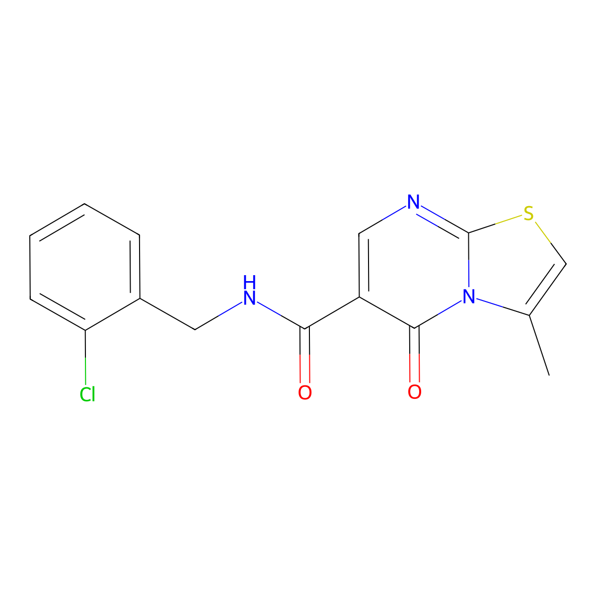 N-(2-chlorobenzyl)-3-methyl-5-oxo-5H-thiazolo[3,2-a]pyrimidine-6-carboxamide molecular structure, CAS 851944-70-2