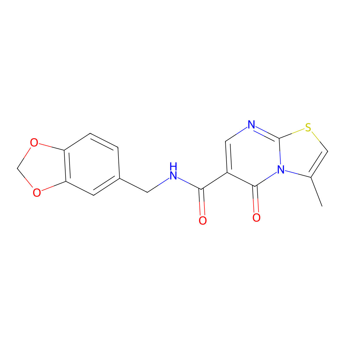 N-(1,3-benzodioxol-5-ylmethyl)-3-methyl-5-oxo-[1,3]thiazolo[3,2-a]pyrimidine-6-carboxamide molecular structure, CAS 851944-74-6