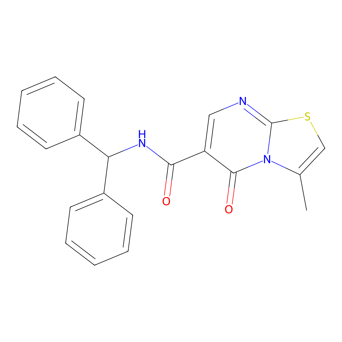 N-benzhydryl-3-methyl-5-oxo-5H-thiazolo[3,2-a]pyrimidine-6-carboxamide molecular structure, CAS 851944-76-8