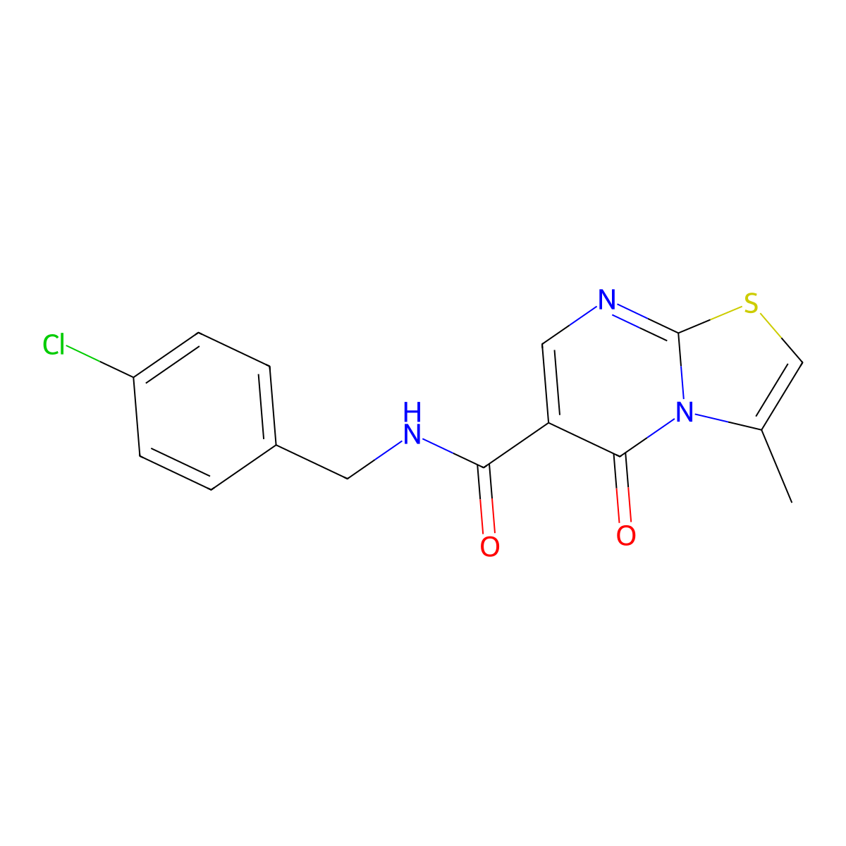 N-(4-chlorobenzyl)-3-methyl-5-oxo-5H-thiazolo[3,2-a]pyrimidine-6-carboxamide molecular structure, CAS 851944-77-9