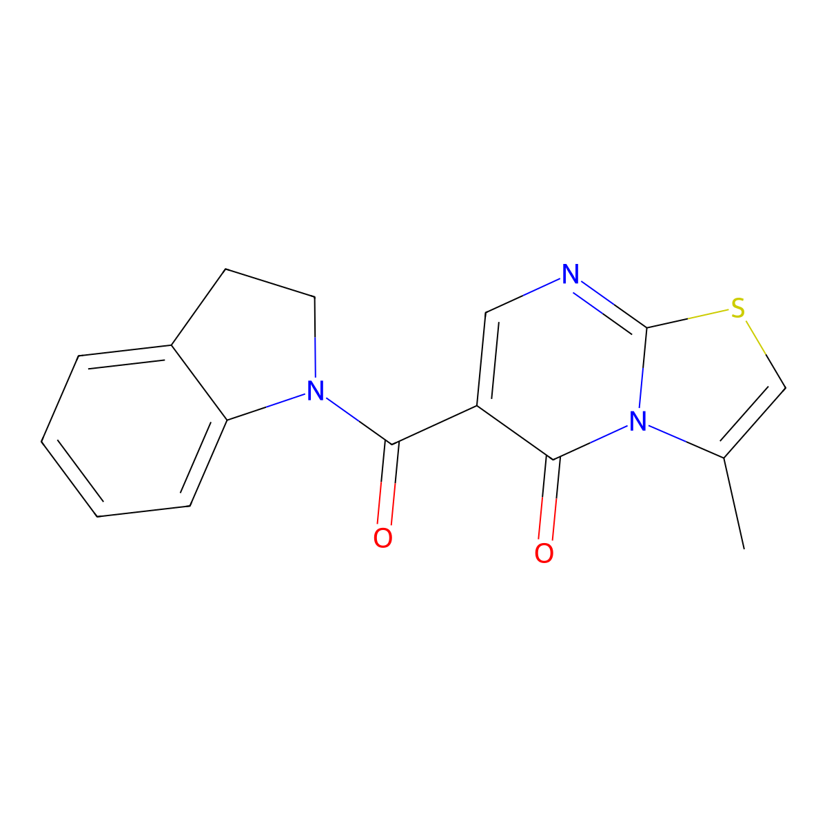 6-(indoline-1-carbonyl)-3-methyl-5H-thiazolo[3,2-a]pyrimidin-5-one molecular structure, CAS 851944-92-8