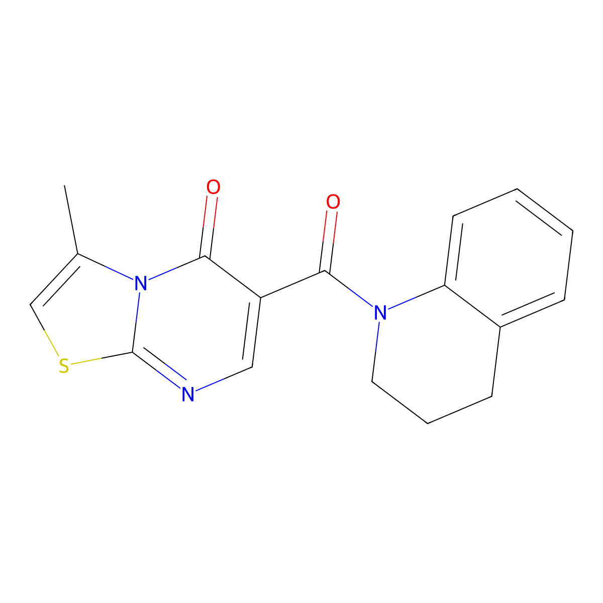 3-methyl-6-(1,2,3,4-tetrahydroquinoline-1-carbonyl)-5H-thiazolo[3,2-a]pyrimidin-5-one molecular structure, CAS 851944-94-0