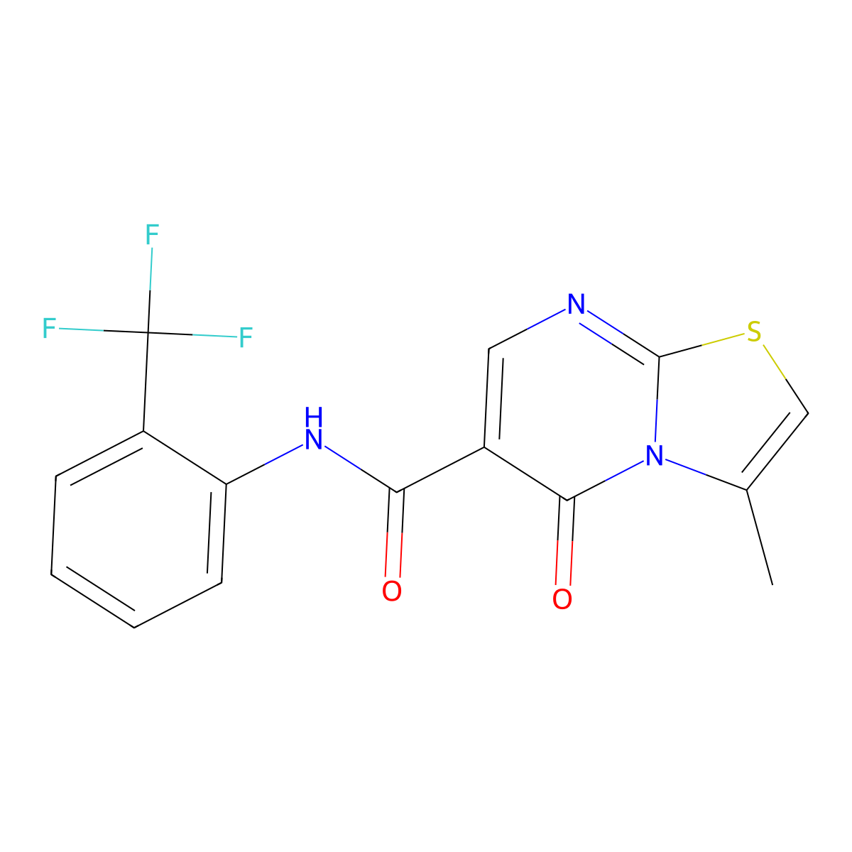 3-methyl-5-oxo-N-(2-(trifluoromethyl)phenyl)-5H-thiazolo[3,2-a]pyrimidine-6-carboxamide molecular structure, CAS 851945-12-5