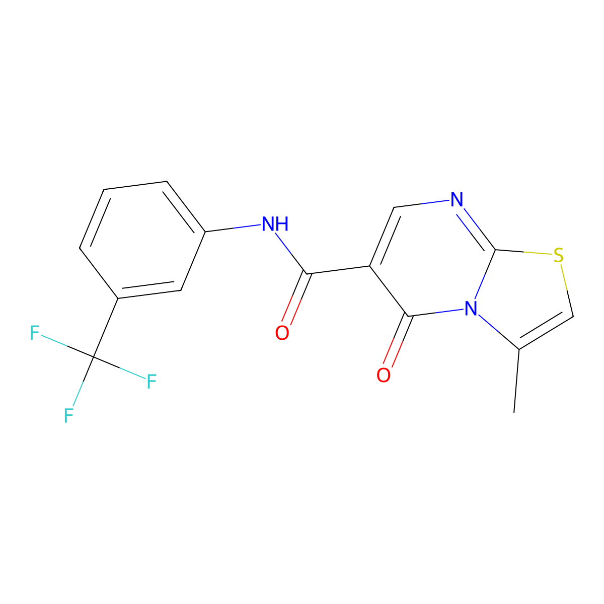 3-methyl-5-oxo-N-(3-(trifluoromethyl)phenyl)-5H-thiazolo[3,2-a]pyrimidine-6-carboxamide molecular structure, CAS 851945-13-6