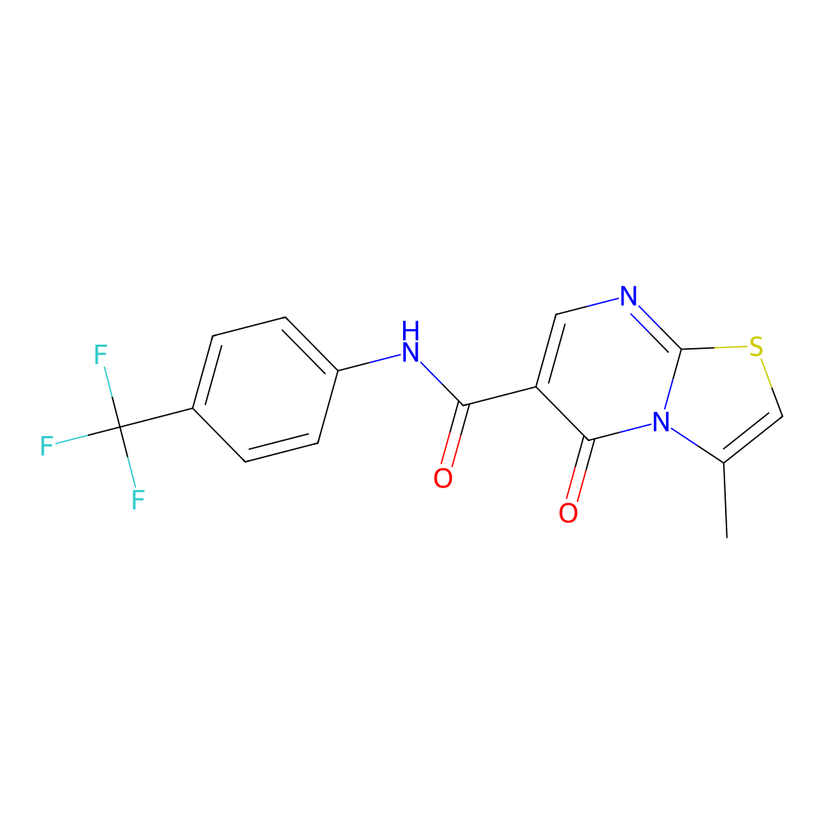 3-methyl-5-oxo-N-[4-(trifluoromethyl)phenyl]-5H-[1,3]thiazolo[3,2-a]pyrimidine-6-carboxamide molecular structure, CAS 851945-15-8