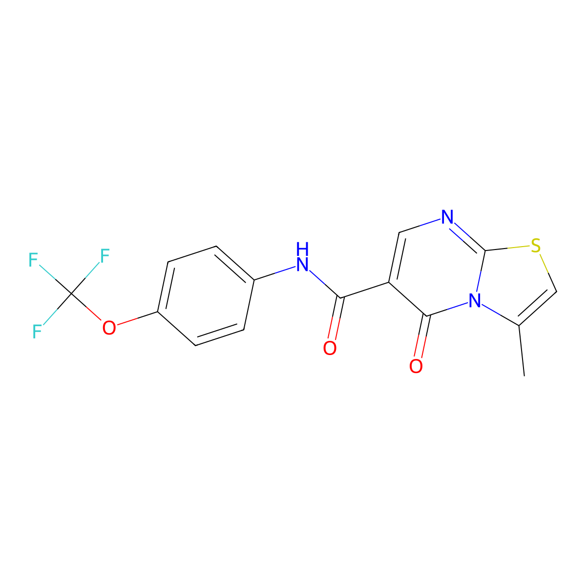 3-methyl-5-oxo-N-(4-(trifluoromethoxy)phenyl)-5H-thiazolo[3,2-a]pyrimidine-6-carboxamide molecular structure, CAS 851945-23-8