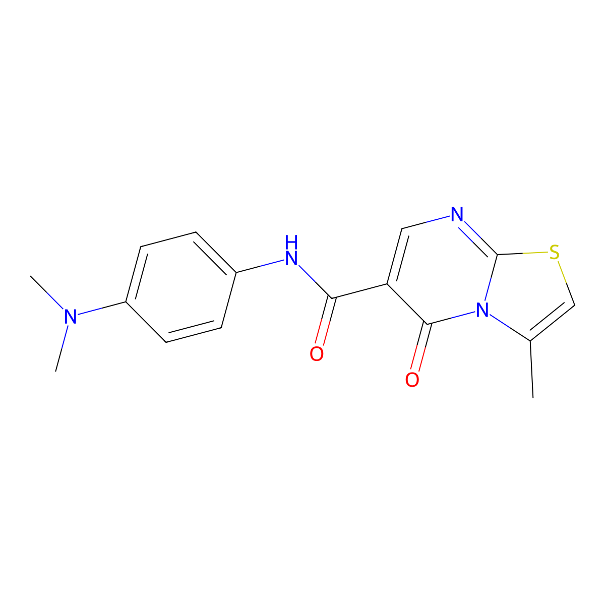 N-(4-(dimethylamino)phenyl)-3-methyl-5-oxo-5H-thiazolo[3,2-a]pyrimidine-6-carboxamide molecular structure, CAS 851945-26-1
