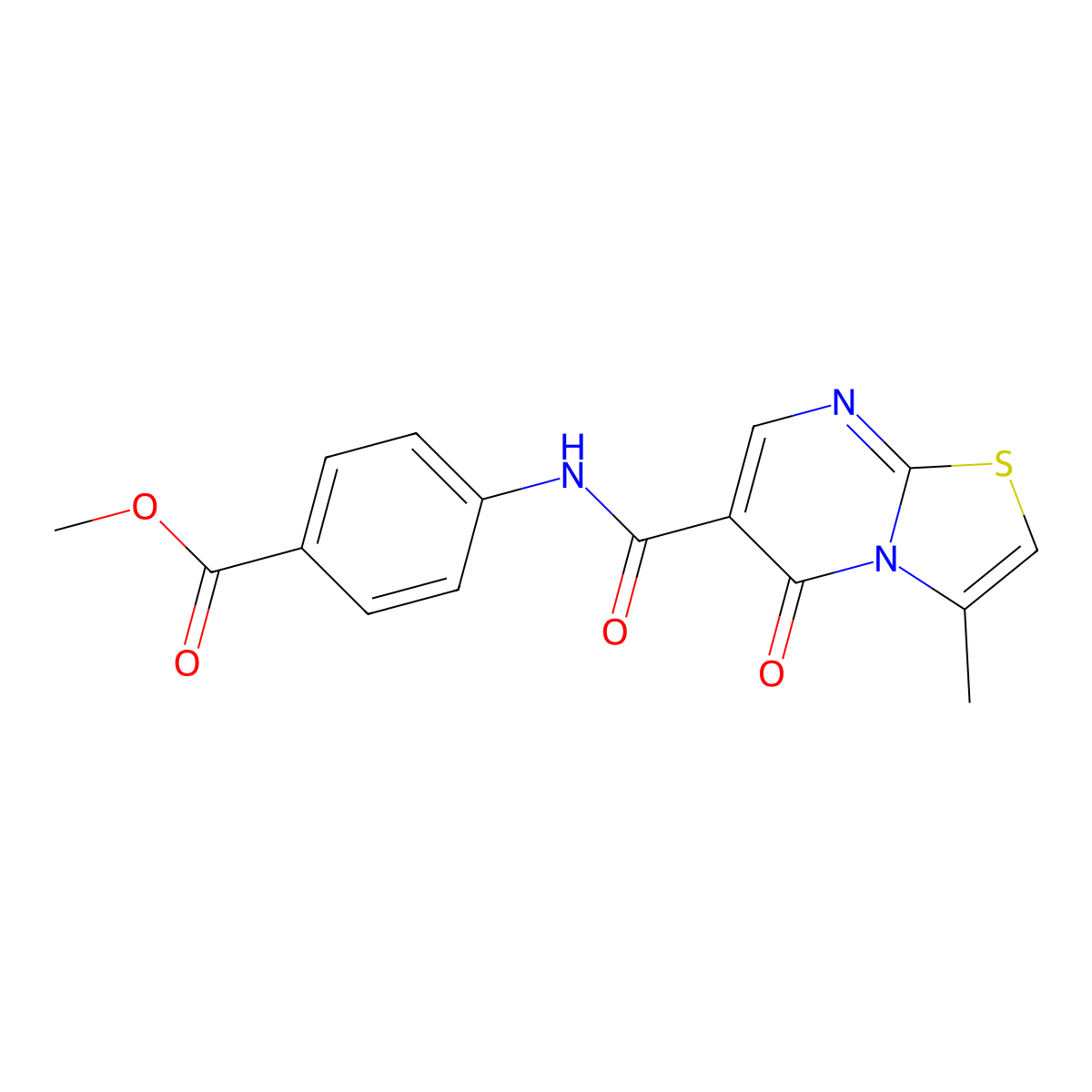 methyl 4-(3-methyl-5-oxo-5H-thiazolo[3,2-a]pyrimidine-6-carboxamido)benzoate molecular structure, CAS 851945-34-1