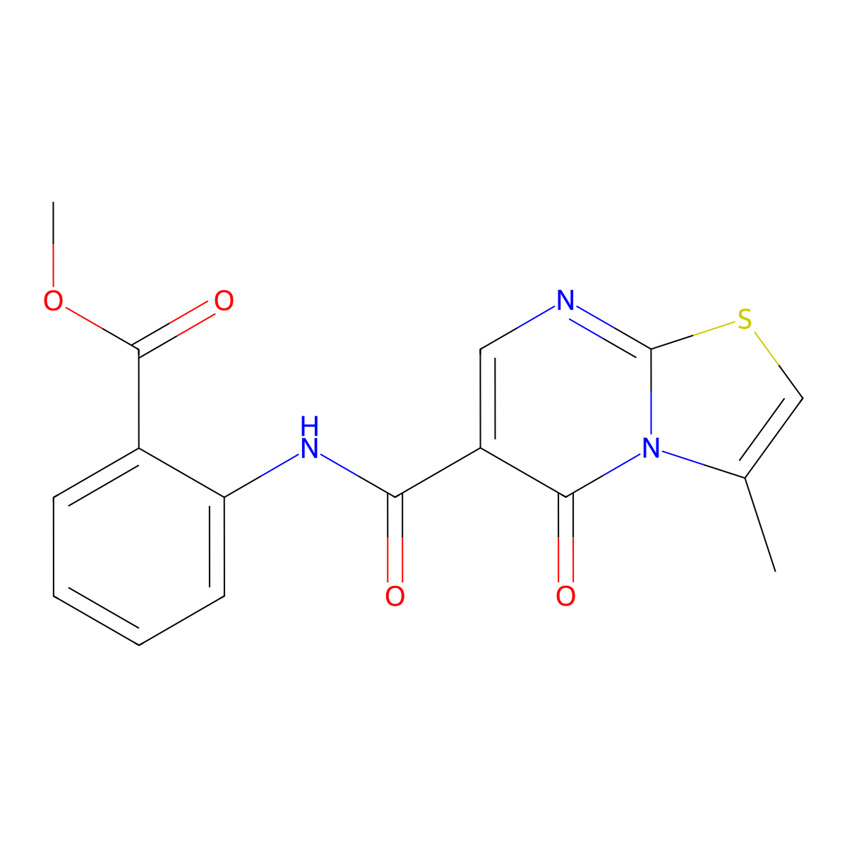 methyl 2-(3-methyl-5-oxo-5H-thiazolo[3,2-a]pyrimidine-6-carboxamido)benzoate molecular structure, CAS 851945-36-3